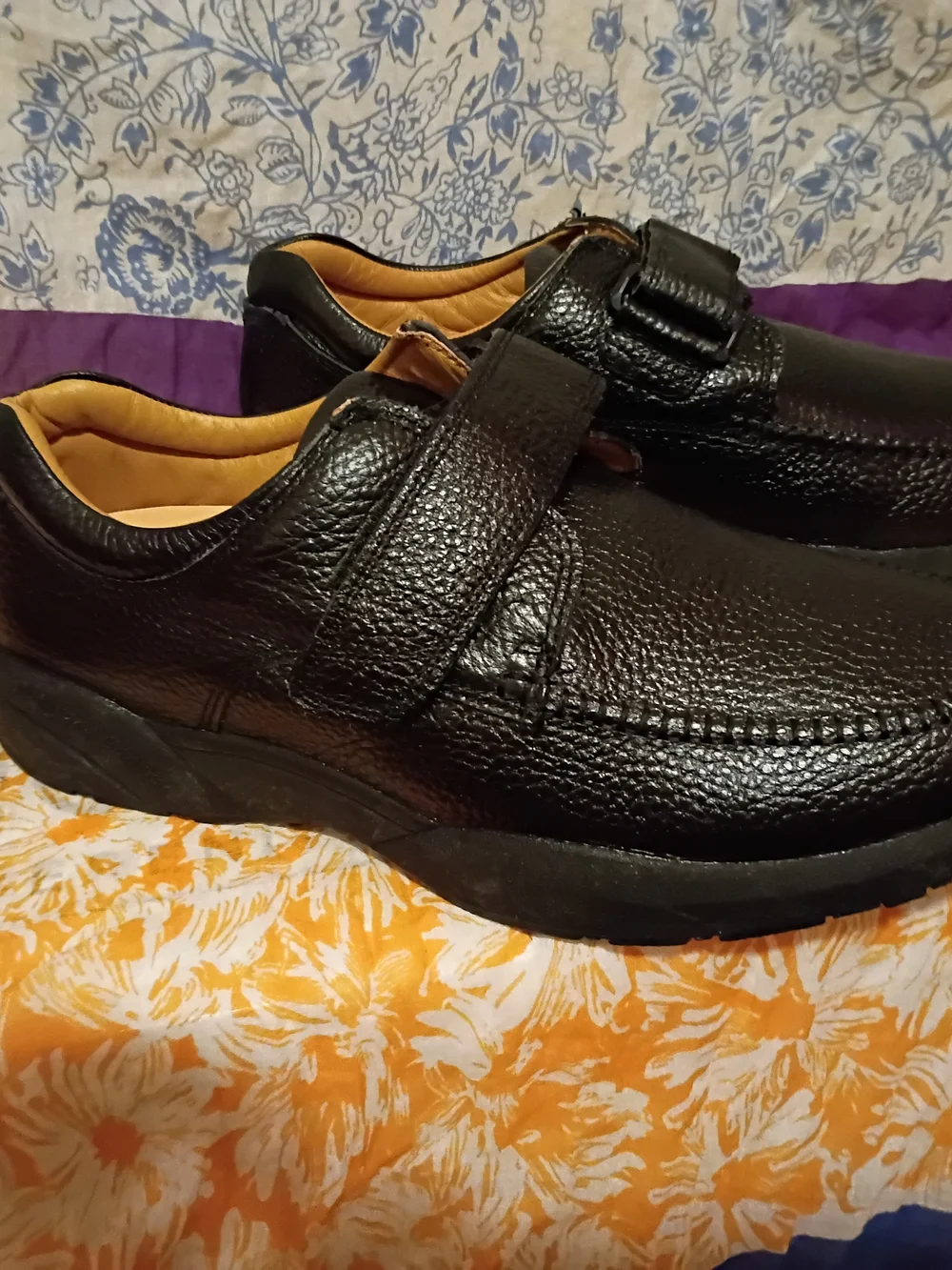 Dr. Comfort Scott 9210 Men's Black Leather Hook & Loop Slip-On Shoes 11.5 XW. BN